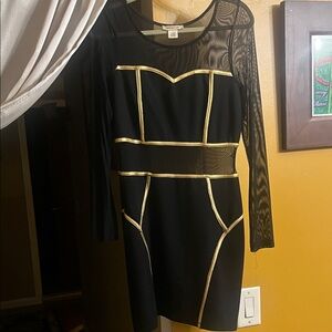 Black Dress with Gold Accents